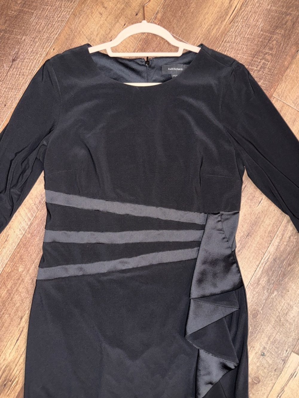 R&M Richards Black Ruffle Sheath Midi Dress - Picture 6 of 13
